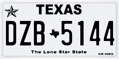 TX license plate DZB5144