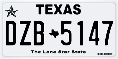TX license plate DZB5147