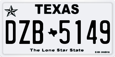 TX license plate DZB5149