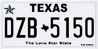 TX license plate DZB5150