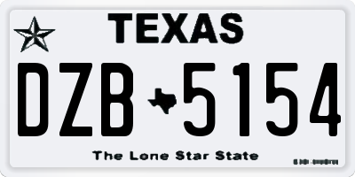 TX license plate DZB5154