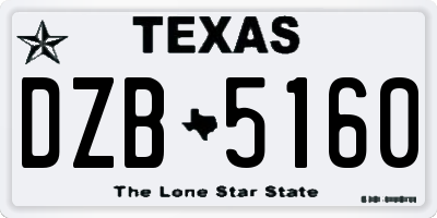 TX license plate DZB5160