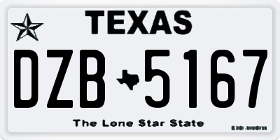 TX license plate DZB5167