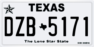 TX license plate DZB5171