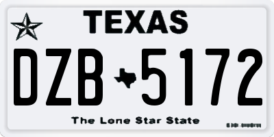 TX license plate DZB5172