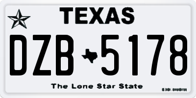 TX license plate DZB5178