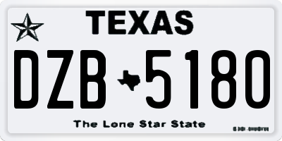 TX license plate DZB5180