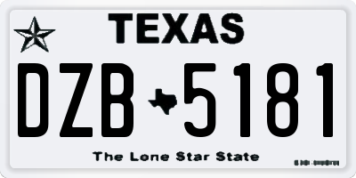 TX license plate DZB5181