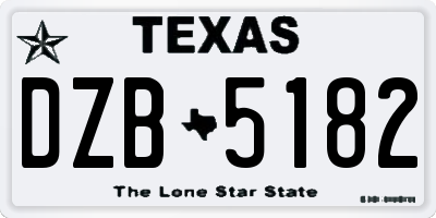 TX license plate DZB5182