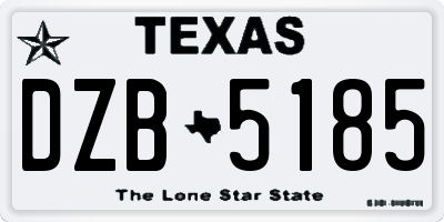 TX license plate DZB5185