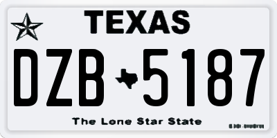 TX license plate DZB5187