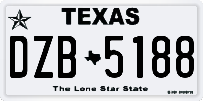 TX license plate DZB5188