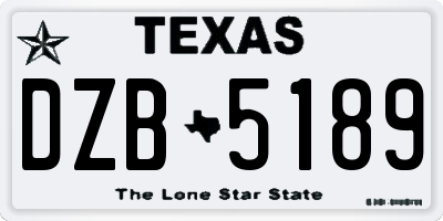 TX license plate DZB5189