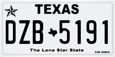 TX license plate DZB5191