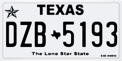 TX license plate DZB5193