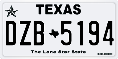 TX license plate DZB5194