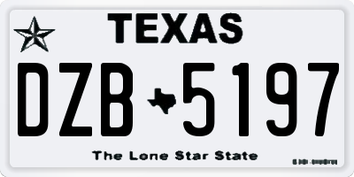 TX license plate DZB5197