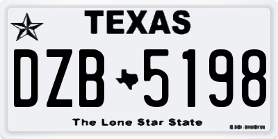 TX license plate DZB5198
