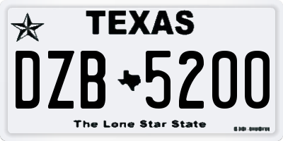 TX license plate DZB5200