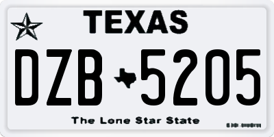 TX license plate DZB5205