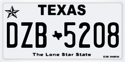 TX license plate DZB5208