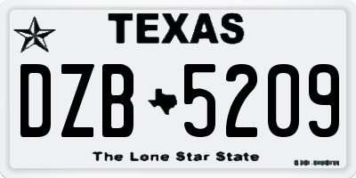 TX license plate DZB5209
