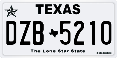 TX license plate DZB5210