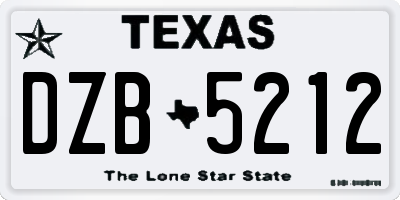 TX license plate DZB5212