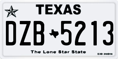 TX license plate DZB5213