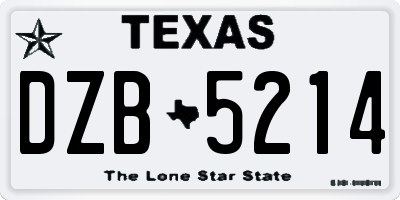 TX license plate DZB5214