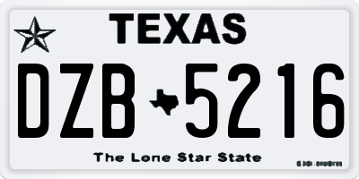 TX license plate DZB5216