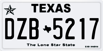 TX license plate DZB5217
