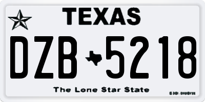 TX license plate DZB5218