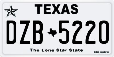 TX license plate DZB5220