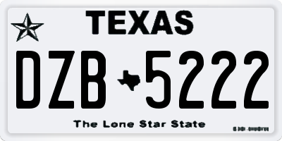TX license plate DZB5222
