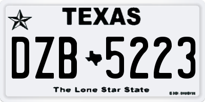 TX license plate DZB5223