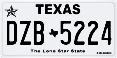 TX license plate DZB5224