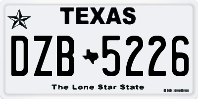 TX license plate DZB5226