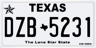 TX license plate DZB5231