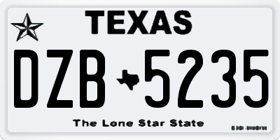 TX license plate DZB5235