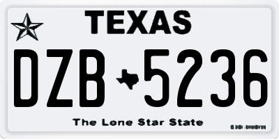 TX license plate DZB5236