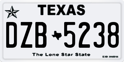 TX license plate DZB5238