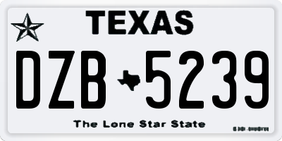 TX license plate DZB5239