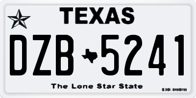 TX license plate DZB5241
