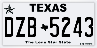 TX license plate DZB5243