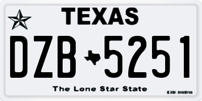 TX license plate DZB5251