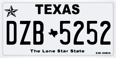 TX license plate DZB5252