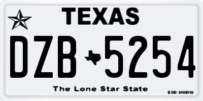 TX license plate DZB5254