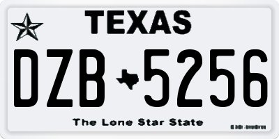TX license plate DZB5256