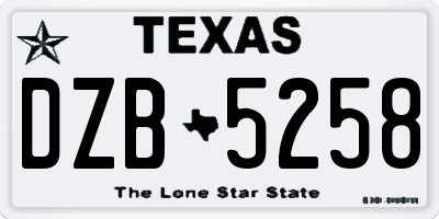 TX license plate DZB5258